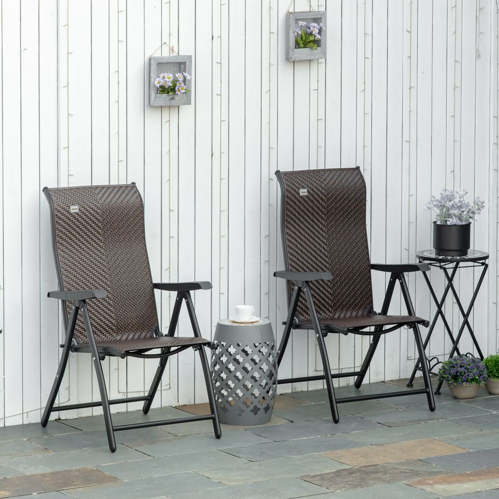 Set of 2 Adjustable Outdoor Rattan Chairs - Durable & Stylish for Patio Dining