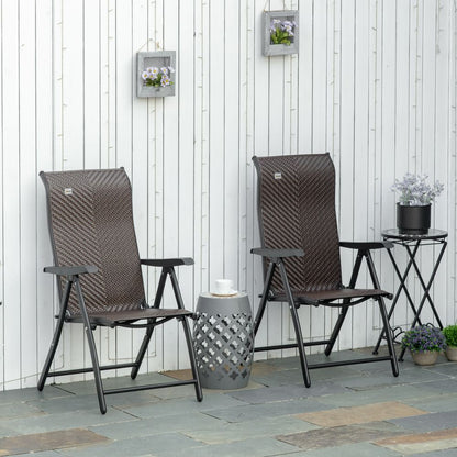 Set of 2 Adjustable Outdoor Rattan Chairs - Durable & Stylish for Patio Dining