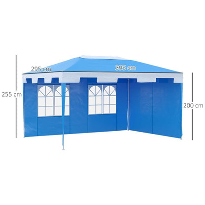 Outsunny 4x3m Heavy Duty Blue Party Gazebo Tent - Perfect Outdoor Shelter!