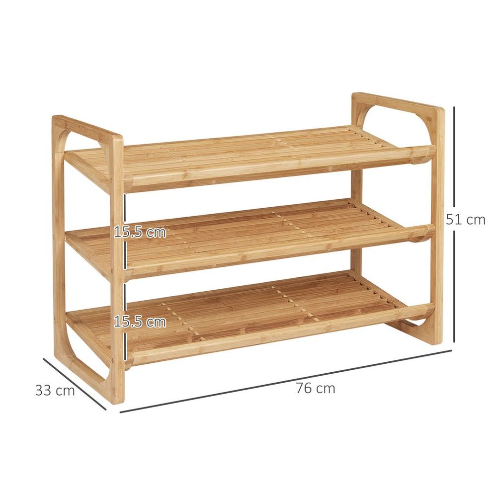 Eco-Friendly Bamboo 3-Tier Shoe Rack – Stylish Storage for 9 Pairs!