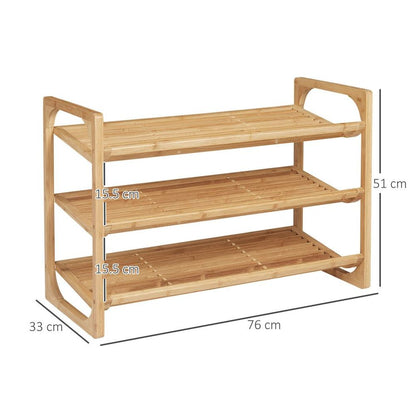 Eco-Friendly Bamboo 3-Tier Shoe Rack – Stylish Storage for 9 Pairs!