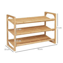 Load image into Gallery viewer, Eco-Friendly Bamboo 3-Tier Shoe Rack – Stylish Storage for 9 Pairs!
