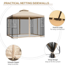 Load image into Gallery viewer, Outsunny 3x3m Elegant Outdoor Gazebo Tent with Insect Netting &amp; Storage Trays
