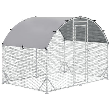 Galvanized Chicken Coop - Spacious Outdoor Hen House with Weather Cover