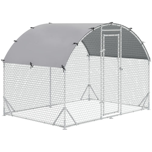 Galvanized Chicken Coop - Spacious Outdoor Hen House with Weather Cover