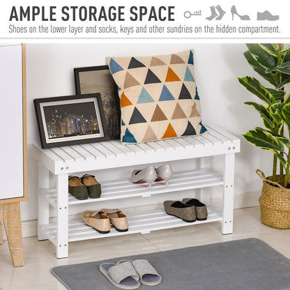 Stylish 3-Tier Shoe Rack with Hidden Storage - Durable Wood Frame & Open Design