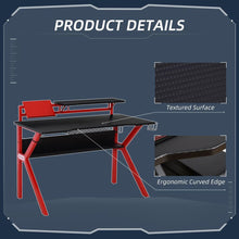 Load image into Gallery viewer, Gaming Desk Computer Table w/ Cup Holder Headphone Hook, Basket, Red
