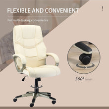 Load image into Gallery viewer, Elegant HOMCOM White Faux Leather Executive Office Chair - Comfort &amp; Style!
