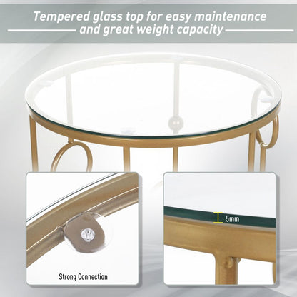 Elegant Gold Nesting Coffee Table Set with Glass Tops - Modern Chic Design