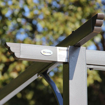 Versatile 3.5M Metal Pergola Gazebo with Easy Retractable Canopy – Grey Steel