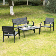 Load image into Gallery viewer, 4-Piece Outdoor Garden Sofa Set with Cushions &amp; Coffee Table - Sleek Grey
