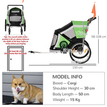 Load image into Gallery viewer, 2-in-1 Dog Bicycle Trailer &amp; Stroller - Foldable Pet Carrier in Green
