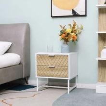 Load image into Gallery viewer, Chic White &amp; Oak 2-Drawer Bedside Table - Perfect for Bedroom &amp; Living Room!
