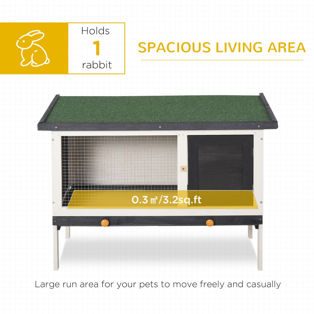 Spacious Wooden Rabbit Hutch with Openable Roof & Easy Cleaning Tray