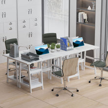 Load image into Gallery viewer, Compact White PC Desk with Storage Shelves - Stylish Workstation Solution
