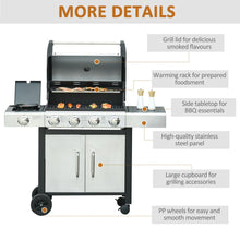 Load image into Gallery viewer, Ultimate 4-Burner Stainless Steel Gas BBQ Grill with Warming Rack &amp; Side Burner

