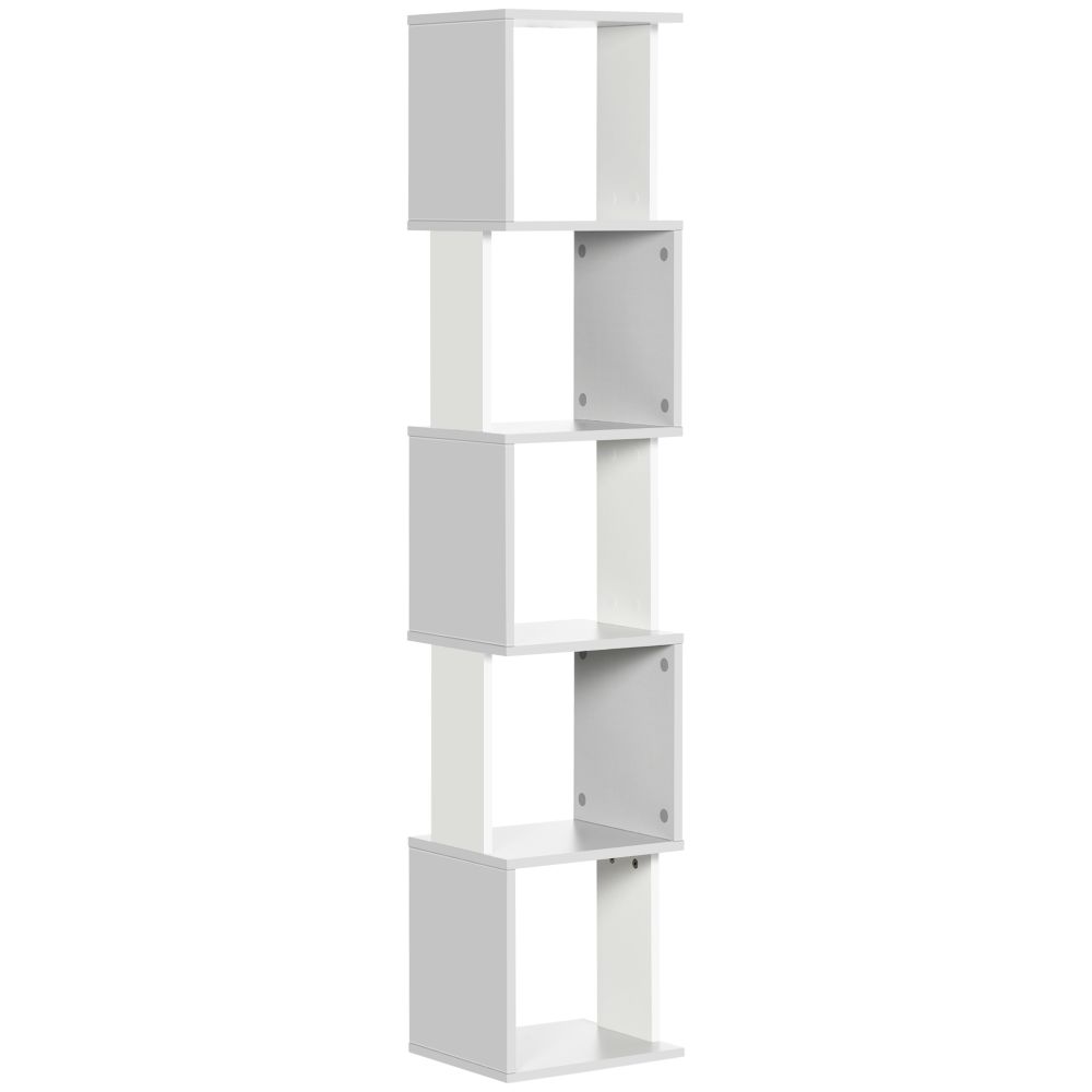 Modern 5-Tier Light Grey Bookshelf - Stylish Storage for Home & Office