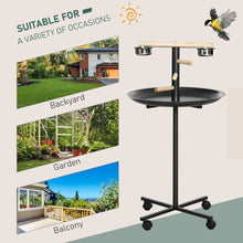 Load image into Gallery viewer, Portable Bird Play Stand with Wooden Perches &amp; Stainless Steel Feeder Bowls
