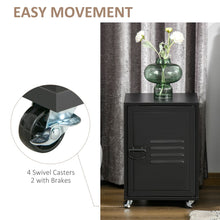 Load image into Gallery viewer, Industrial Chic Rolling Bedside Table with Adjustable Storage and Metal Door

