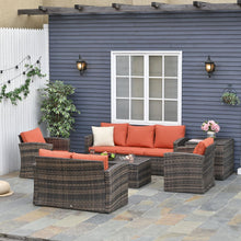 Load image into Gallery viewer, 6-Piece Rattan Wicker Sofa Set with Cushions &amp; Storage Tables - Outdoor Comfort
