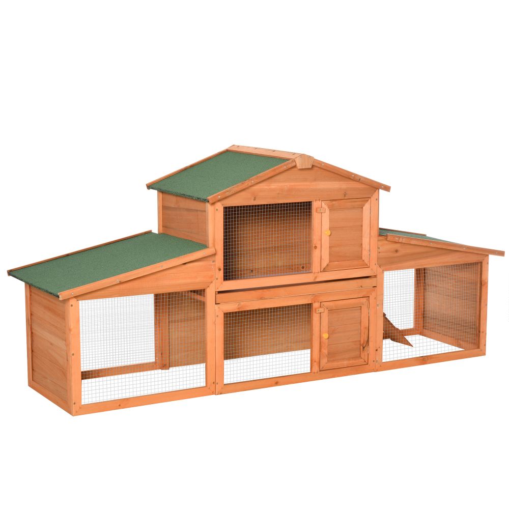 Deluxe 2-Tier Fir Wood Rabbit Hutch & Guinea Pig House - Spacious & Durable