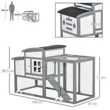 Load image into Gallery viewer, Elevated 140cm Wooden Chicken Coop with Nesting Box &amp; Open Roof Access
