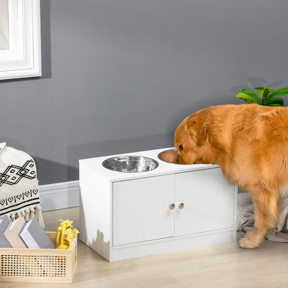 Elevated Dog Feeding Station with Storage - Stylish Comfort for Large Breeds