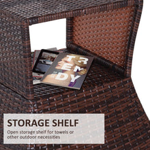 Load image into Gallery viewer, Outsunny Rattan Coffee Table with Umbrella Hole &amp; Storage - Stylish Brown Design
