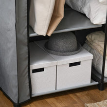 Load image into Gallery viewer, Versatile Portable Fabric Wardrobe with Shelves &amp; Hanging Rails - Light Grey
