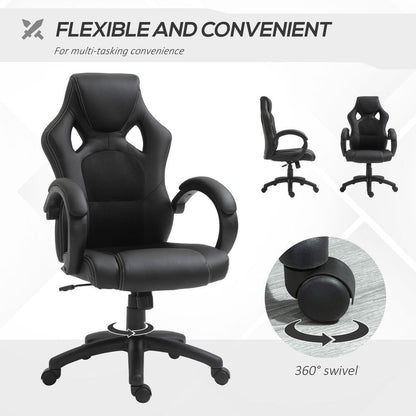 Executive Racing Swivel Gaming Office Chair PU Leather Computer Desk Chair Black
