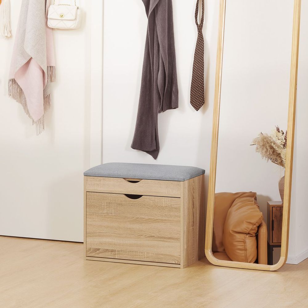 HOMCOM Multifunctional Shoe Bench with Cushion & Storage for Stylish Entryways