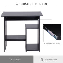 Load image into Gallery viewer, Compact Black Computer Desk with Keyboard Tray &amp; Open Storage - 73.5cm
