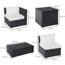 Load image into Gallery viewer, Outdoor 6-Piece Rattan Sofa Set with Cushions - Modern Black/Beige Design
