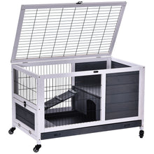 Load image into Gallery viewer, Elevated 2-Floor Indoor Rabbit Hutch with Wheels - Cozy &amp; Compact Design
