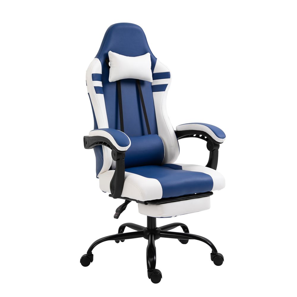 Ultimate Comfort Luxe Gaming Chair with Footrest & Recline - Red/Blue