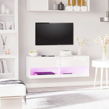 Load image into Gallery viewer, Modern Wall-Mount TV Stand with LED Lights &amp; Smart Cable Management
