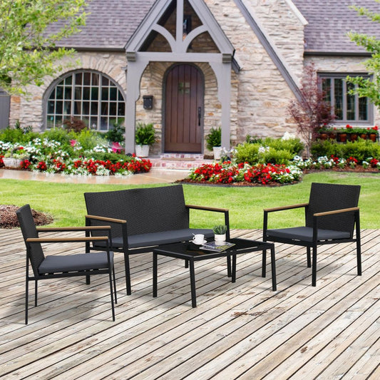 Elegant 4-Piece Outdoor Rattan Dining Set - Stylish Comfort for Your Patio
