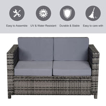 Load image into Gallery viewer, Luxurious 2-Seater Grey Wicker Outdoor Sofa - Weather Resistant Comfort
