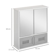 Load image into Gallery viewer, Grey Wall-Mounted Bathroom Mirror Cabinet with Double Storage Doors
