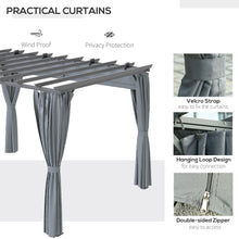 Load image into Gallery viewer, Outsunny 3.6x3m Aluminum Pergola Canopy with Retractable Curtains - Dark Grey
