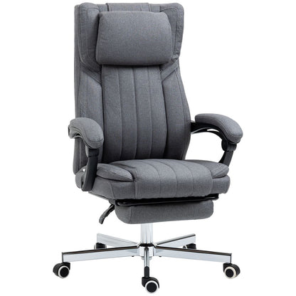 Vinsetto Ergonomic Reclining Office Chair with Headrest & Footrest - Dark Grey