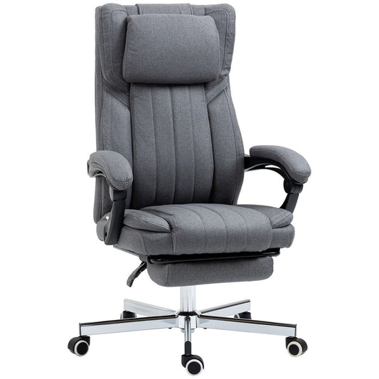 Vinsetto Ergonomic Reclining Office Chair with Headrest & Footrest - Dark Grey