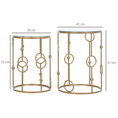 Elegant Gold Nesting Coffee Table Set with Glass Tops - Modern Chic Design