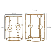 Load image into Gallery viewer, Elegant Gold Nesting Coffee Table Set with Glass Tops - Modern Chic Design
