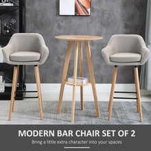 Load image into Gallery viewer, Set of 2 Modern Upholstered Bar Stools with Solid Wood Legs - Beige Comfort

