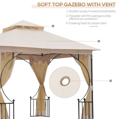 Durable 3m x 3m Beige Metal Gazebo - Waterproof & UV-Resistant Outdoor Shelter