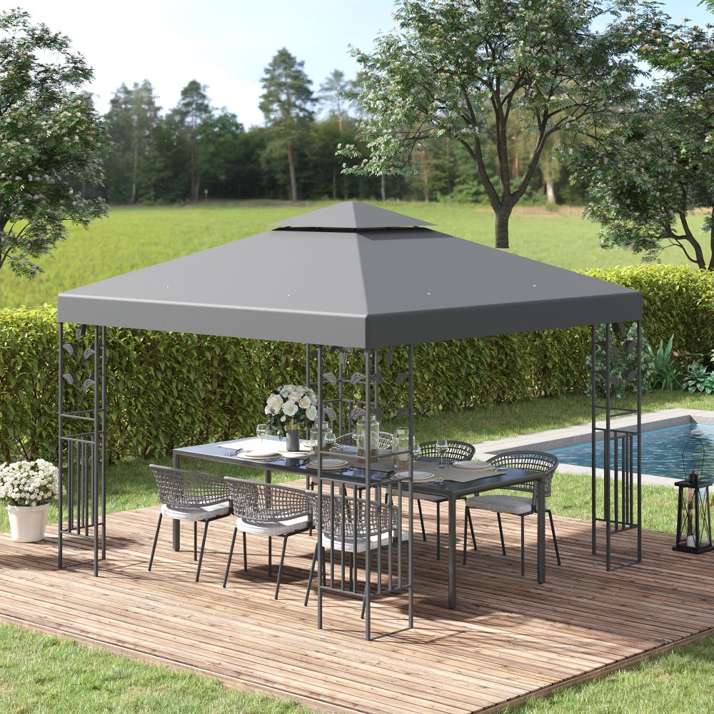 Elegant 3x3m Steel Gazebo Canopy - Perfect Outdoor Shelter for Garden Parties!