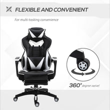 Load image into Gallery viewer, Ergonomic Reclining Gaming Chair with Footrest - Stylish White Office Comfort
