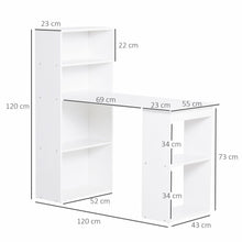 Load image into Gallery viewer, Modern White Computer Desk with Bookshelf – Stylish &amp; Space-Saving Workstation
