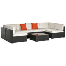 Load image into Gallery viewer, Elegant 6-Seater Outdoor Rattan Sofa Set with Cushions &amp; Glass Coffee Table
